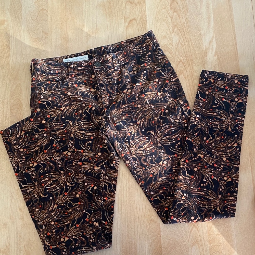 Pilcro Black and Brown Patterned Corduroy Jeans